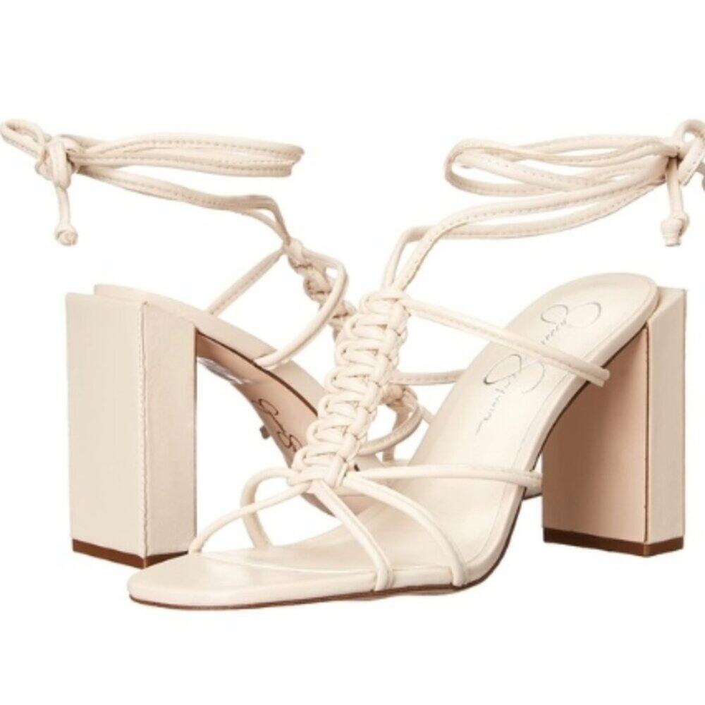 Jessica Simpson Maena Women's Leather Strappy Ankle Wrap Sandals × 1 9.5 Medium